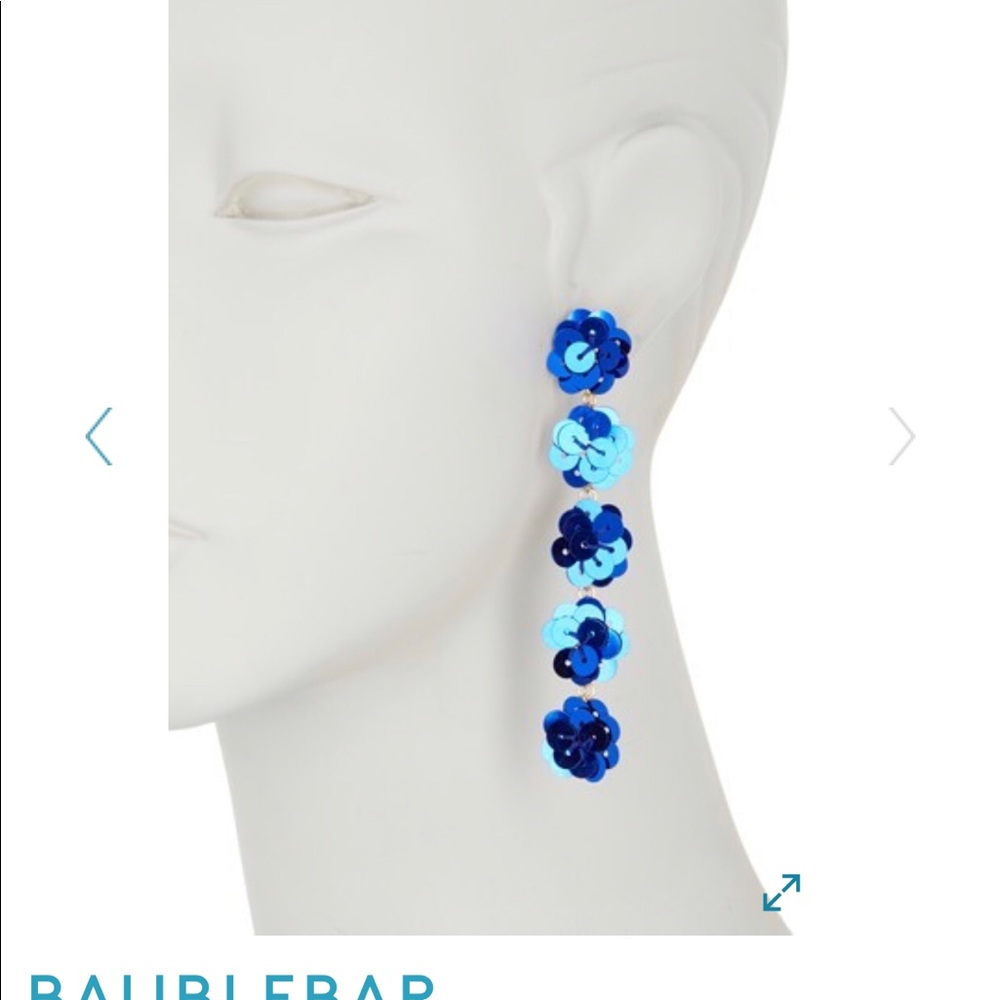 NWT BaubleBar Drop Blue Floral Earrings